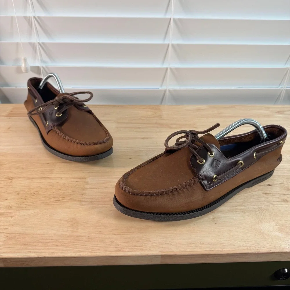 Sperry Authentic Original Boat Shoes Men's Brown Leather Preppy Summer Casual 11